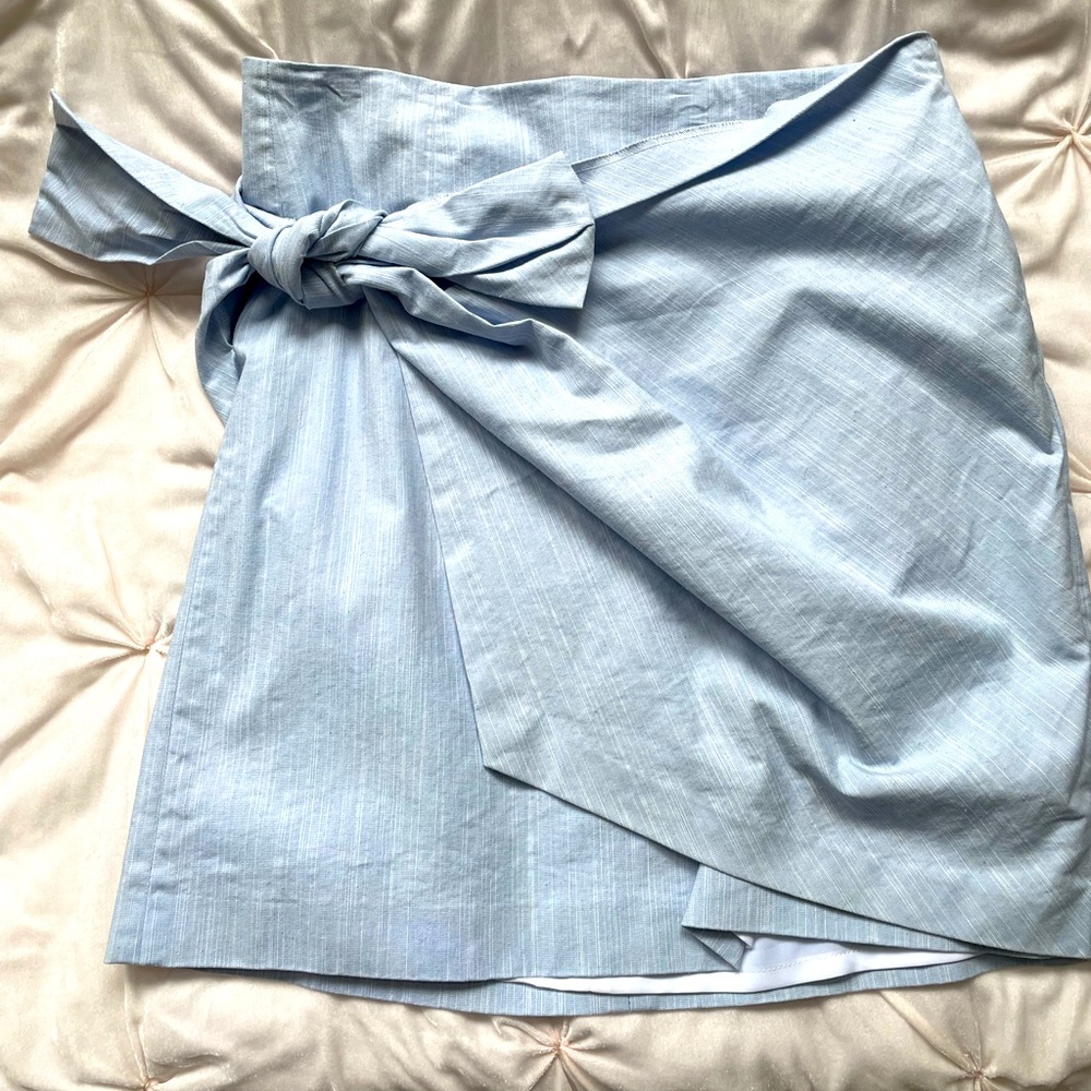 Loft Pencil Skirt, Light Blue with Bow Detail, Size 12
